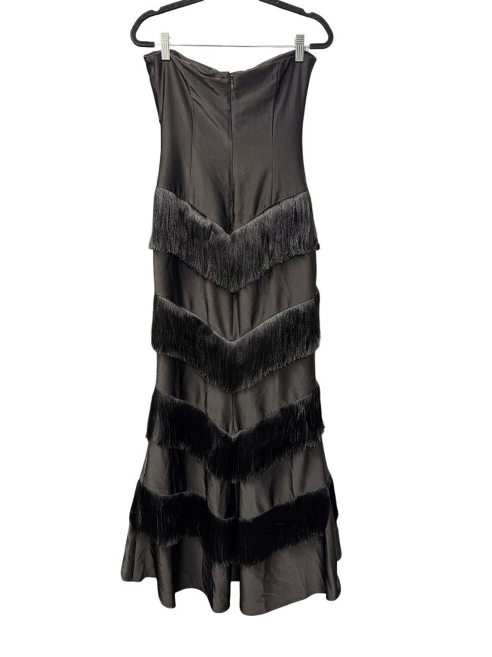 New House Of Harlow 1960 Black Strapless Fringe Maxi Dress Womens Sz Small - Picture 7 of 8